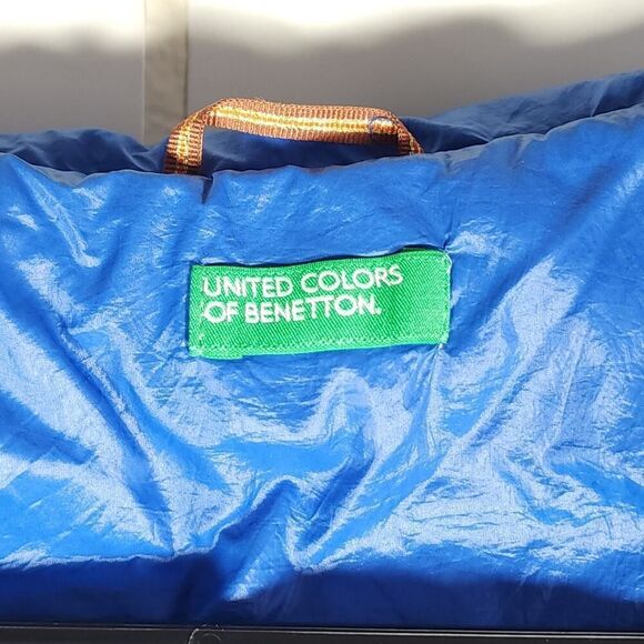 United Colors Of Benetton Women's Sz 4 Blue Down Full Zip Hooded Jacket Coat - Picture 5 of 12